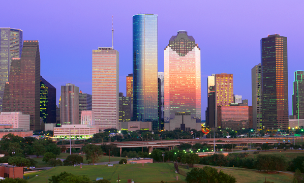 Houston Skyline, Memorial Park, Dusk, Texas